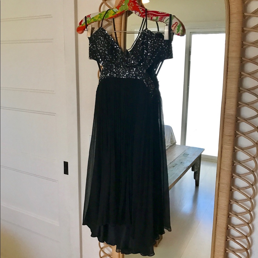BCBG black chiffon cocktail dress